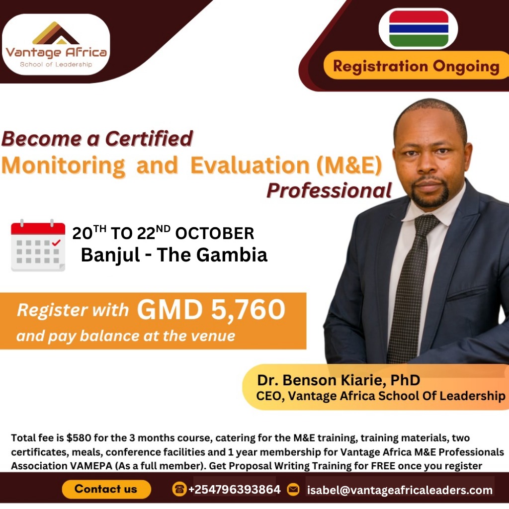 Become a Certified Monitoring and Evaluation Professional -Gambia Training